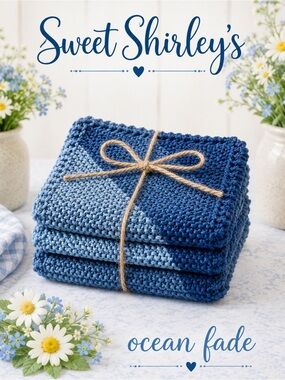 Bundle of 2 Sweet Shirley’s “Ocean Fade” Dishcloth